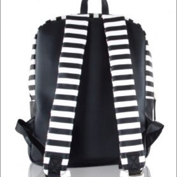 Betsey Johnson Leo Kitch Cat Face Stripe Backpack - Picture 4 of 8